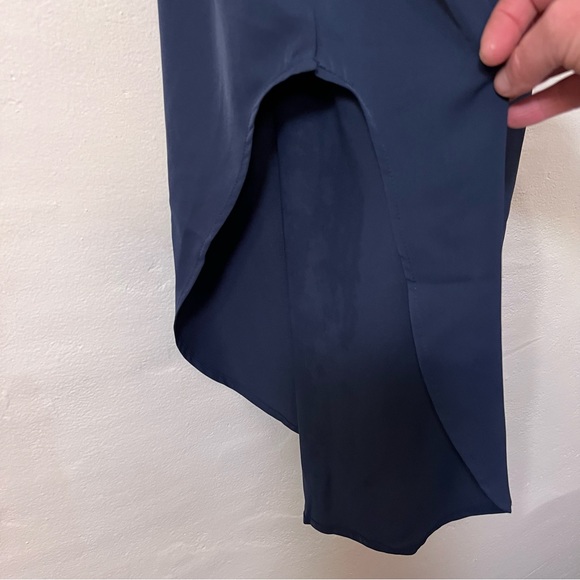 ANNA KACI Navy Drawstring Midi/Maxi Spaghetti Strap Dress w Side Slits Size XL - Picture 8 of 9